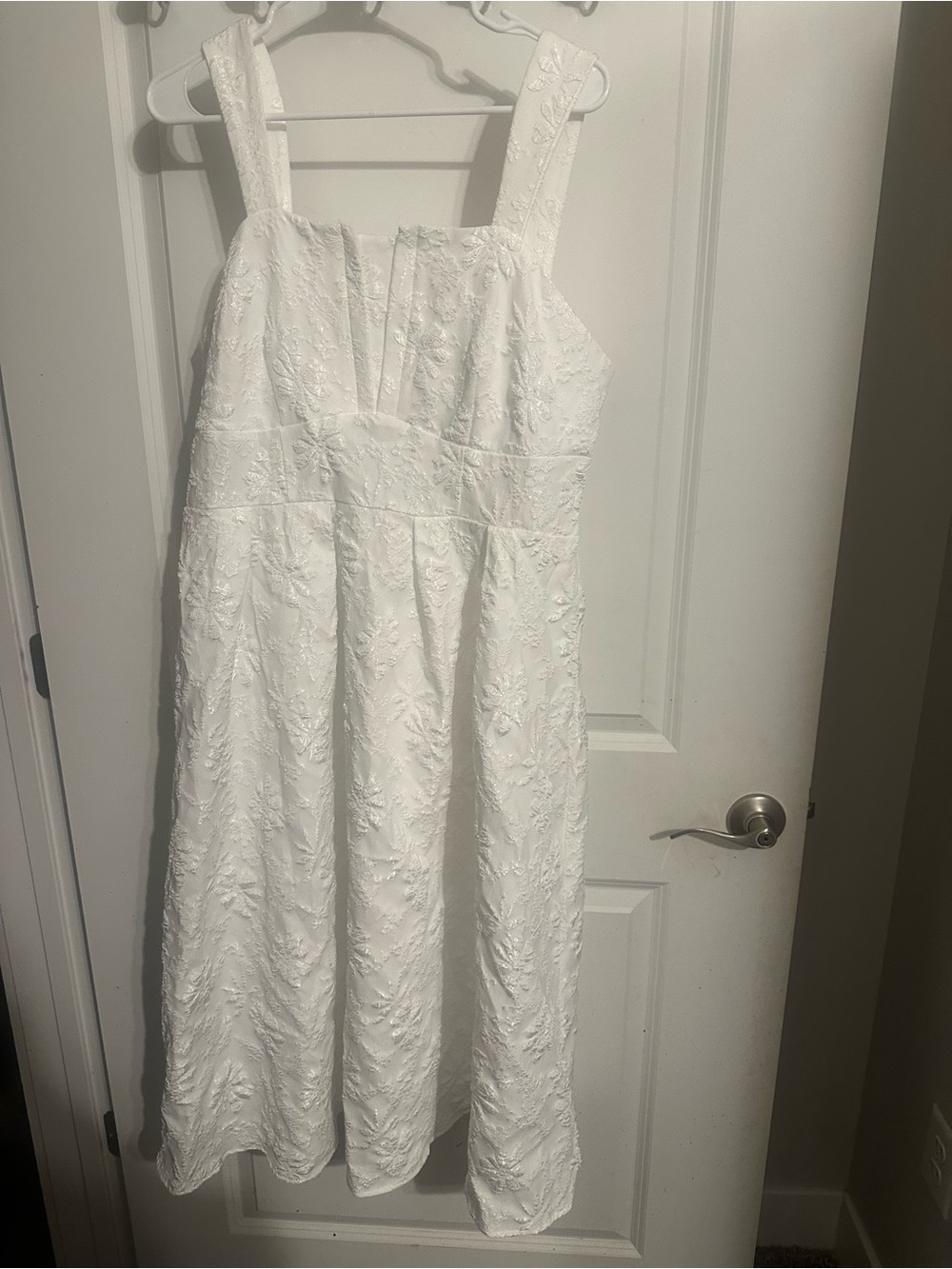 White Embroidered Square-Neck Women’s Dress Beautiful White perfect beach pic
